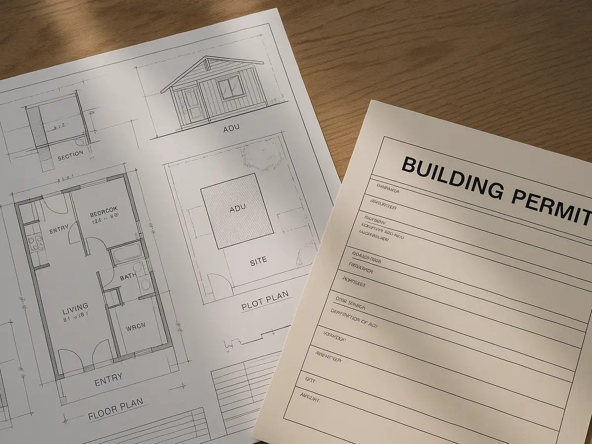 ADU plans and a Norwalk building permit