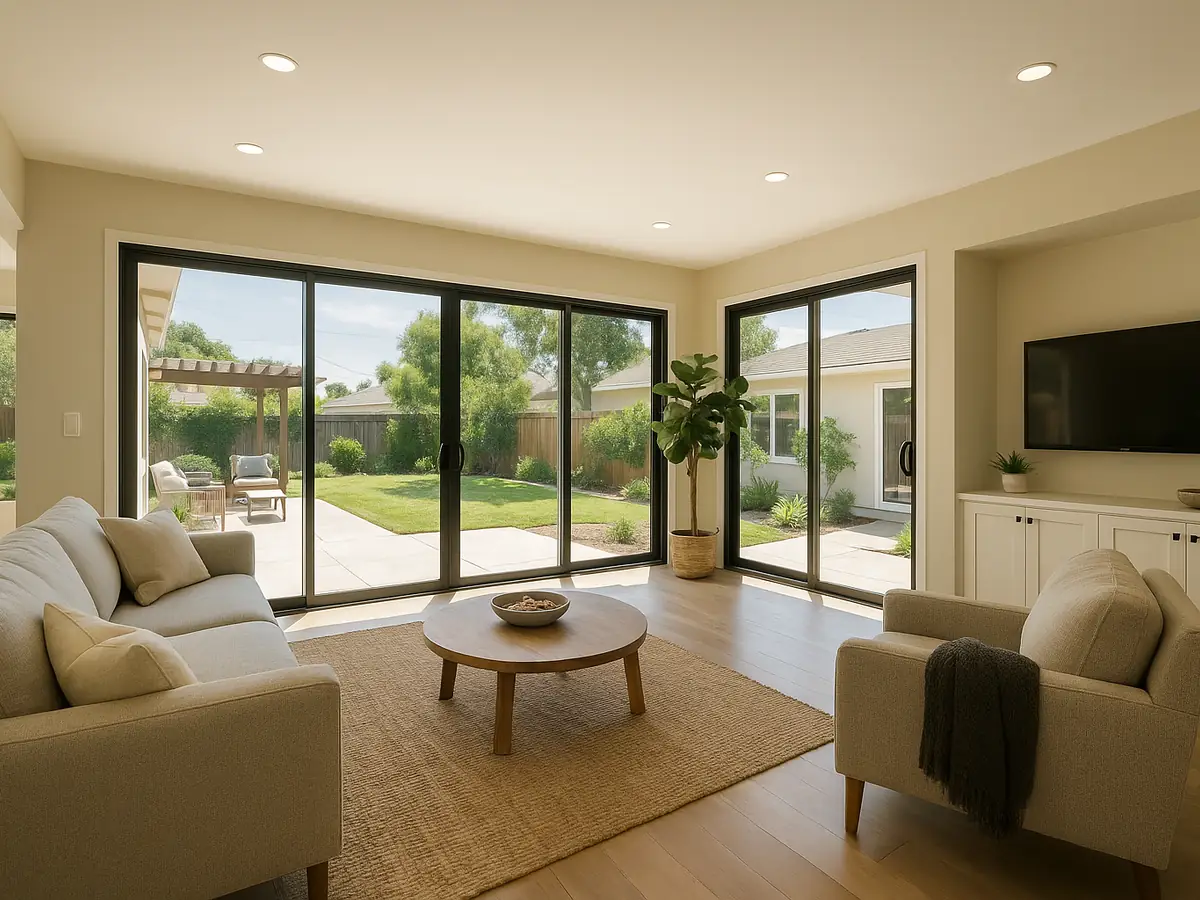 Ground-floor family room addition opening up living space on a Los Angeles home by Renova Built