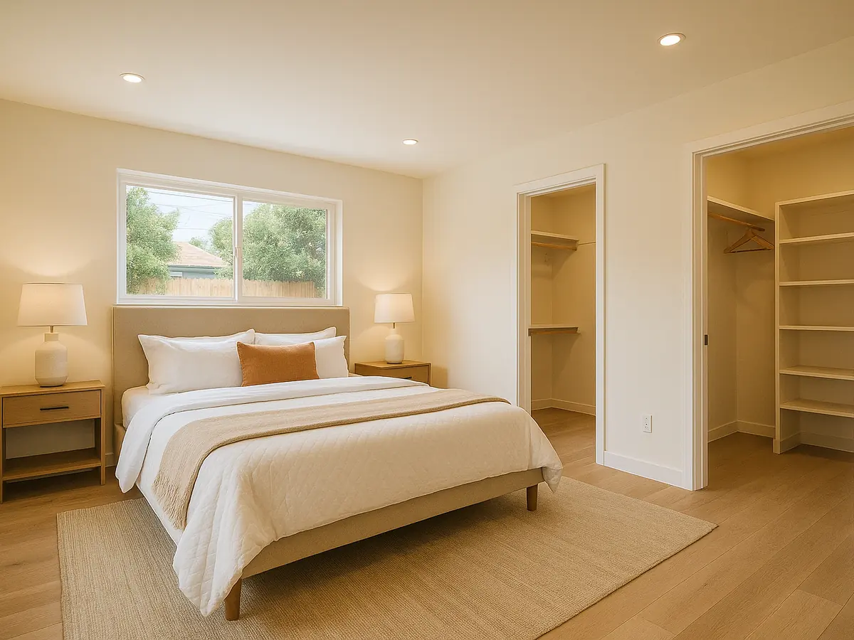 Ground-floor primary suite addition with full bathroom on a Los Angeles home by Renova Built