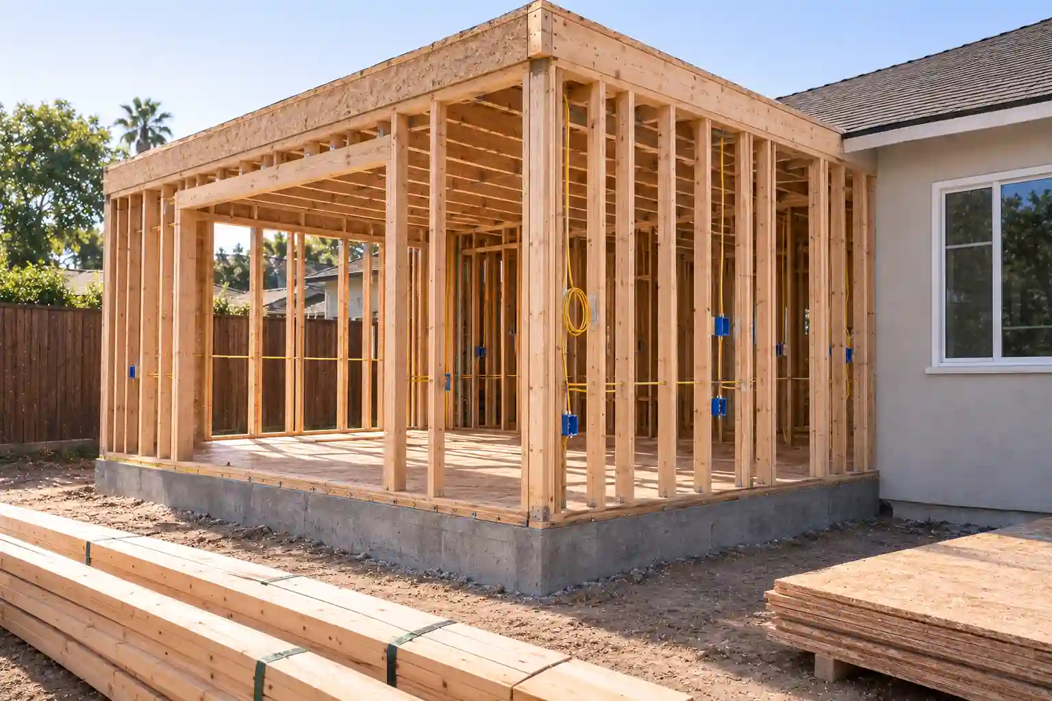 Home addition under construction in Los Angeles by Renova Built