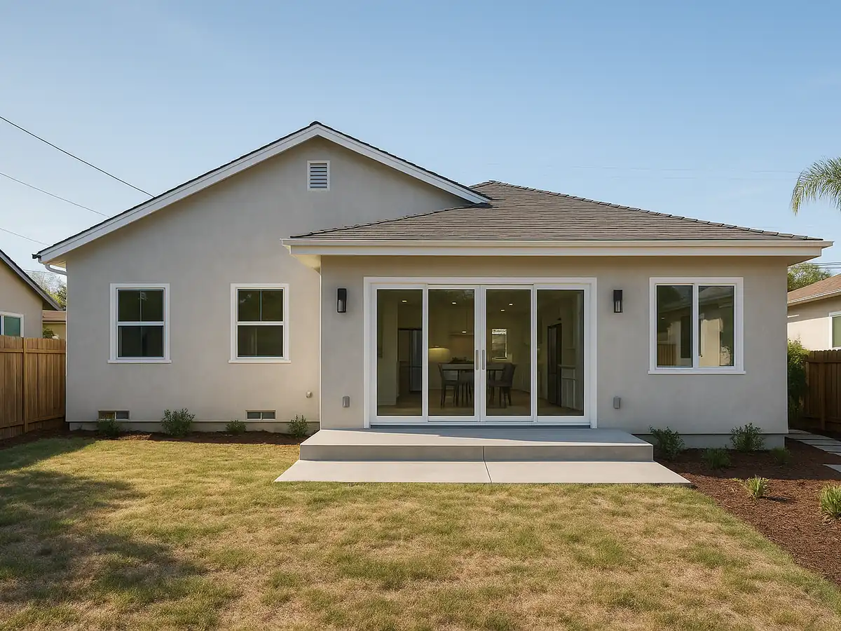Rear ground-floor home addition expanding the footprint of a Southern California house by Renova Built
